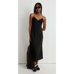 BNWT Madewell Layton Midi Slip Dress Black Size 16 NK419